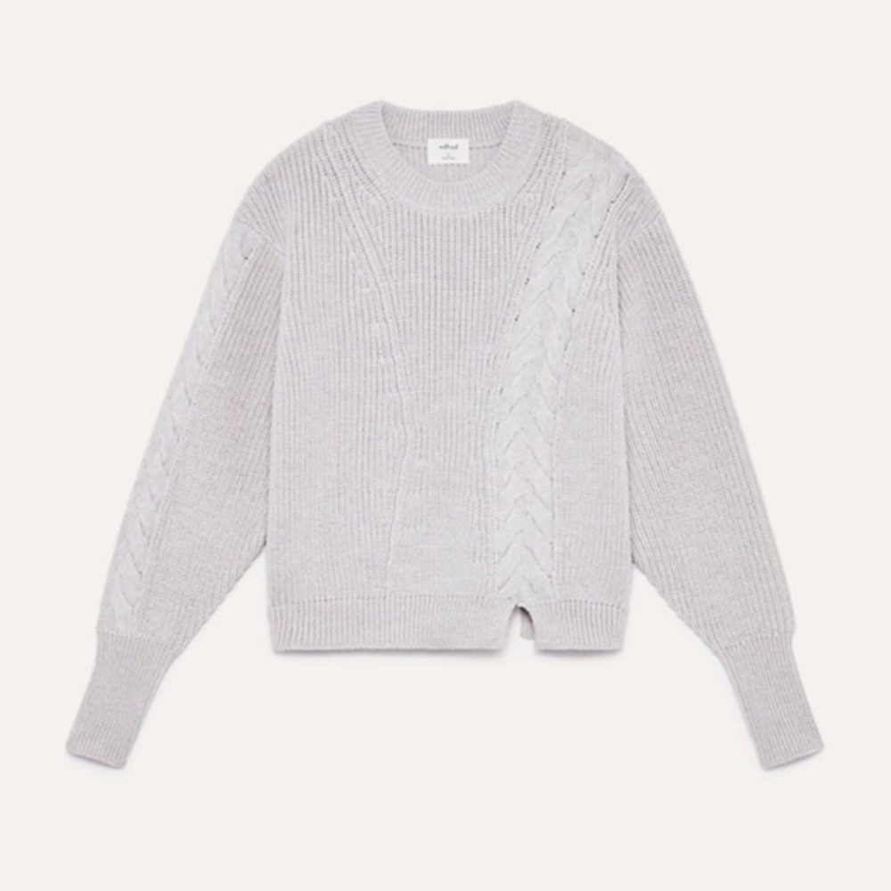 ARTIZIA WILFRED LONELL GREY CABLE KNIT SWEATER SIZE SMALL